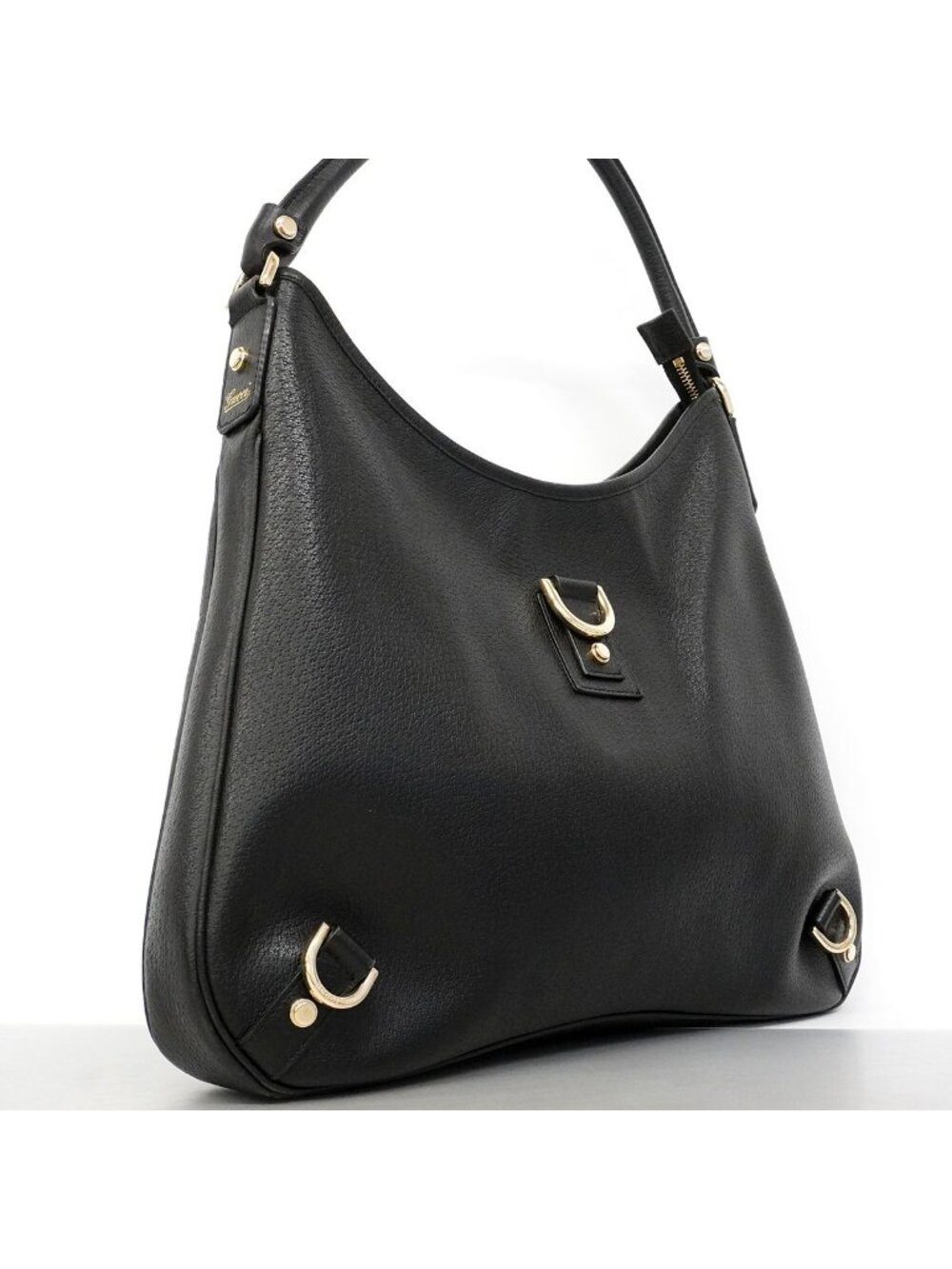 Gucci Shoulder Bag Abbey Leather Black Champagne Gold - Picture 2 of 10